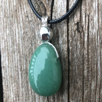 Green Aventurine Necklace for Luck and Joy. Pewter Accent.