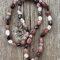 Strawberry Quartz with Garnet and Rose Quartz for Divine Love, Opening the Heart Chakra, and Forgiveness.