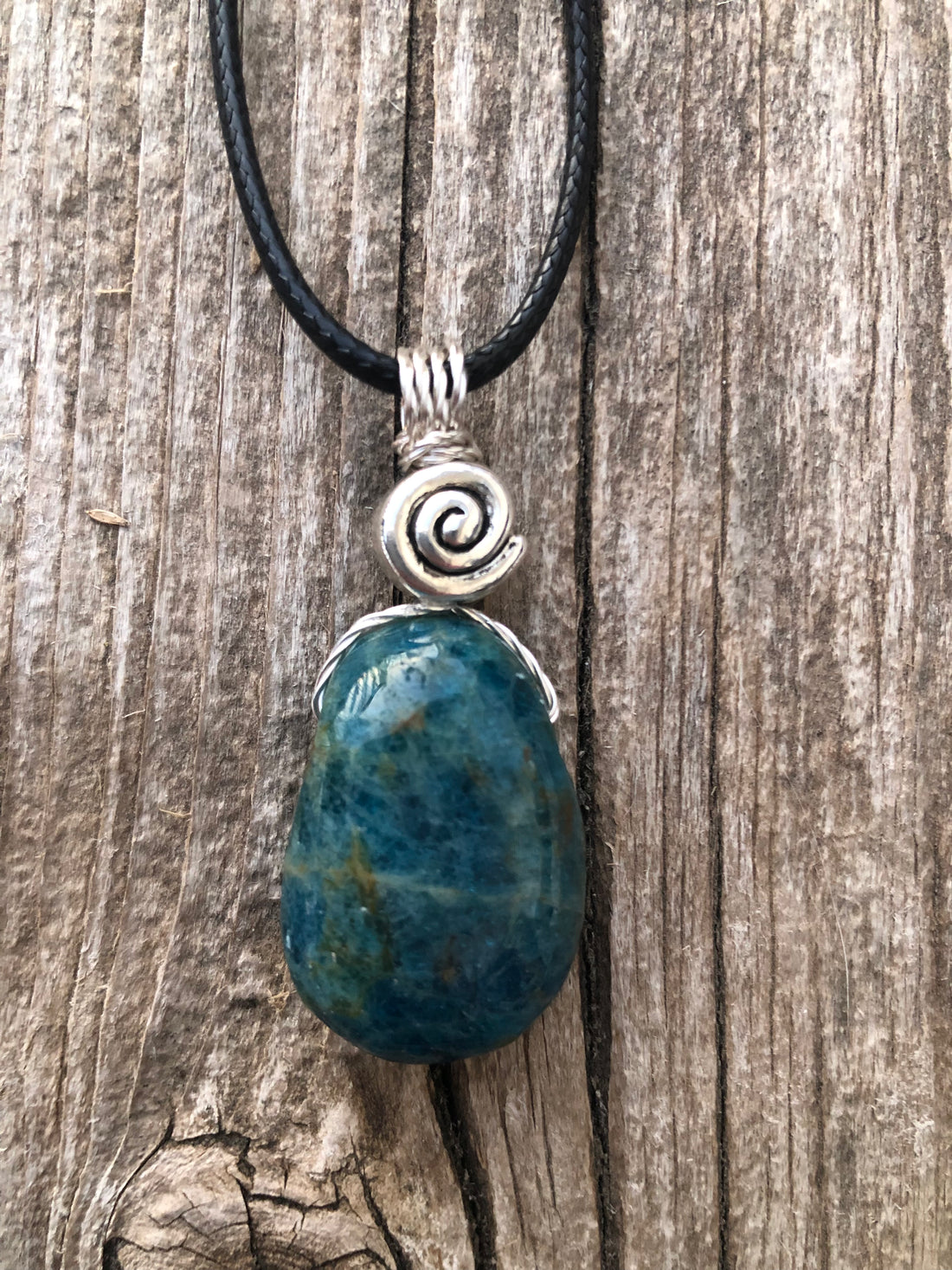 Apatite Necklace for Stability and Manifestation. Swirl to Signify Consciousness.