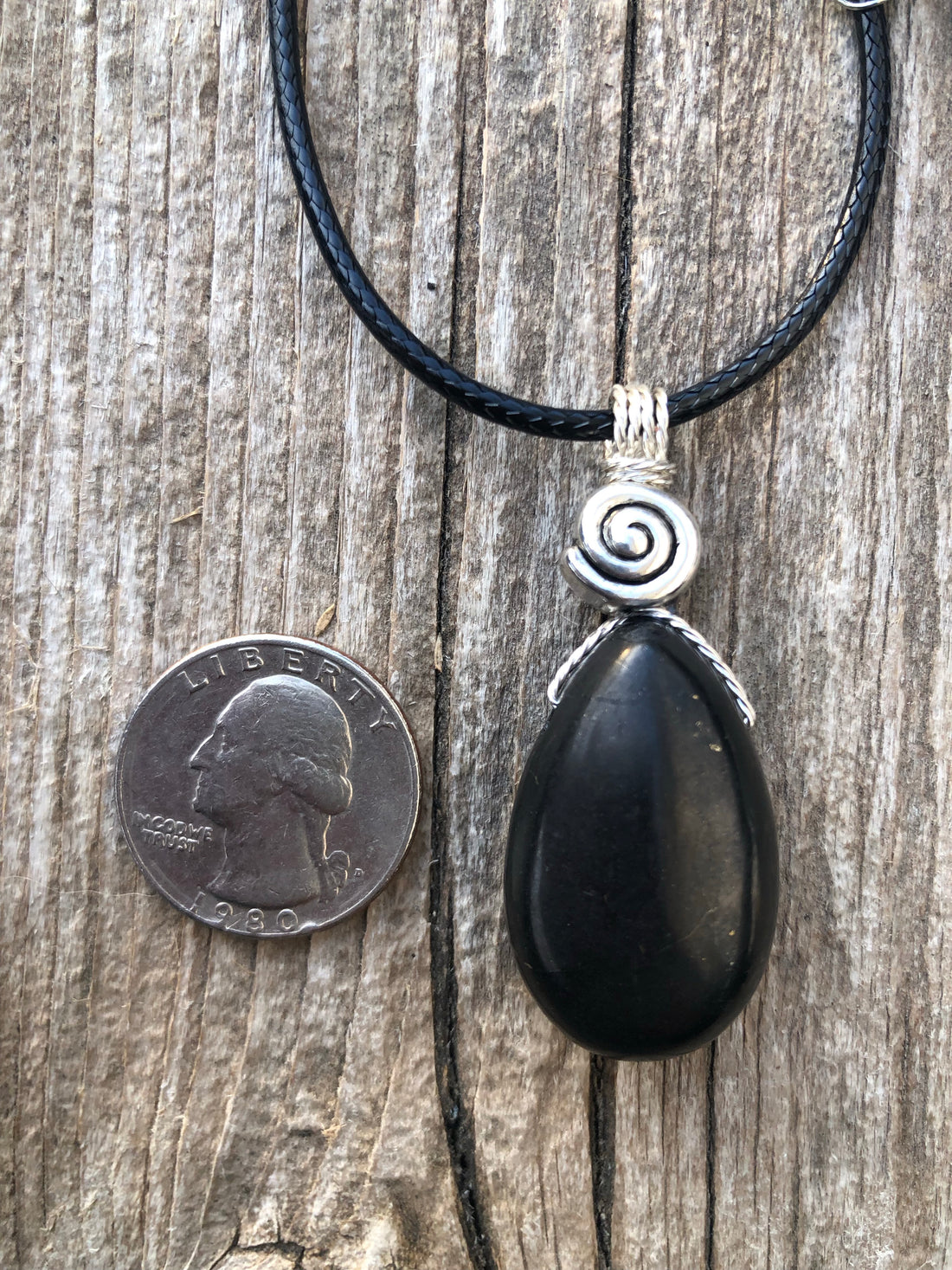 Shungite Necklace for Protection. Swirl Signifies Consciousness