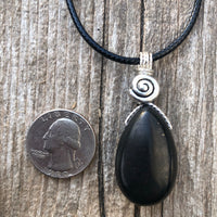 Shungite Necklace for Protection. Swirl Signifies Consciousness