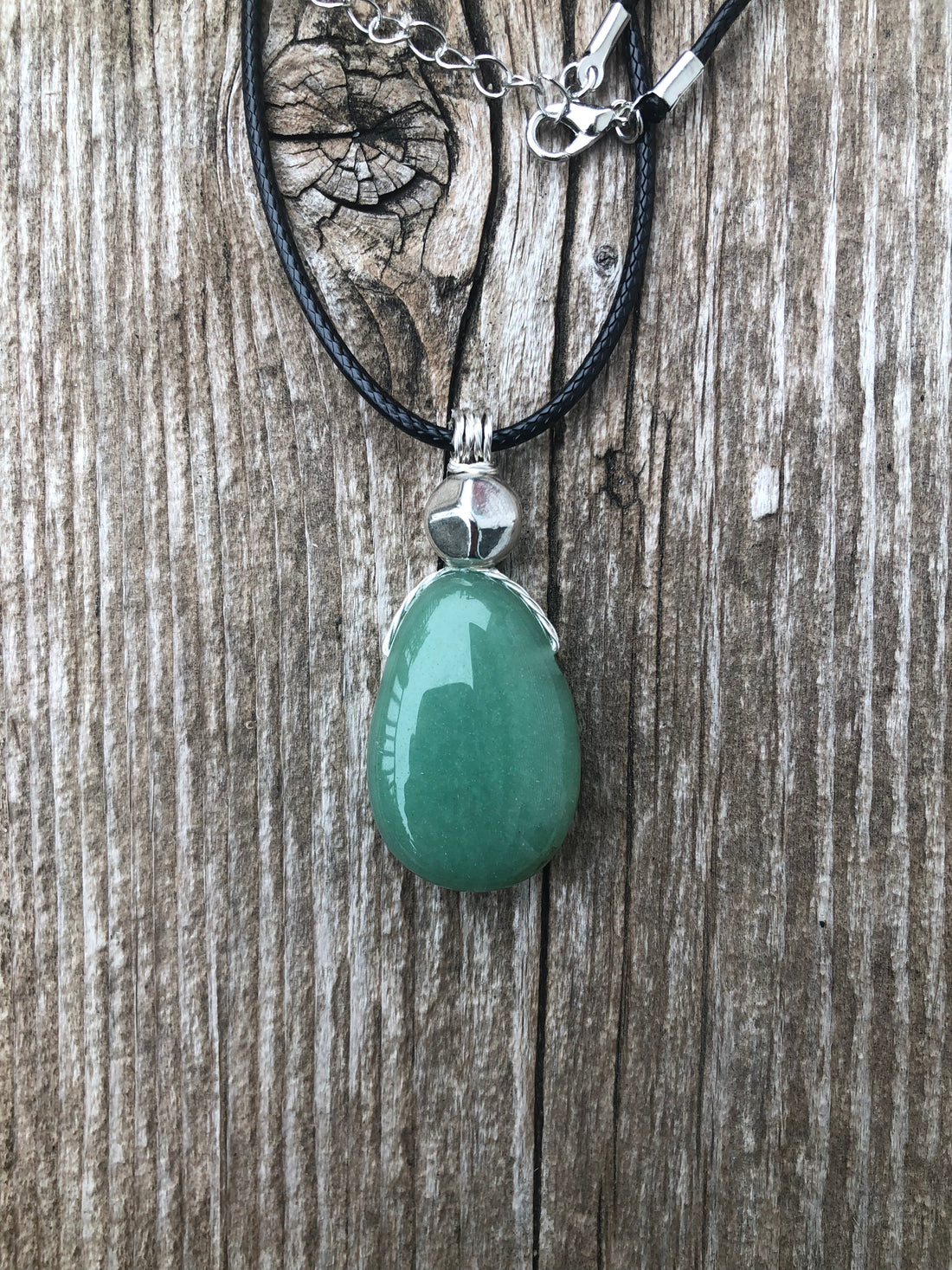 Green Aventurine Necklace for Luck and Joy. Pewter Accent.