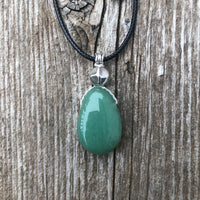 Green Aventurine Necklace for Luck and Joy. Pewter Accent.