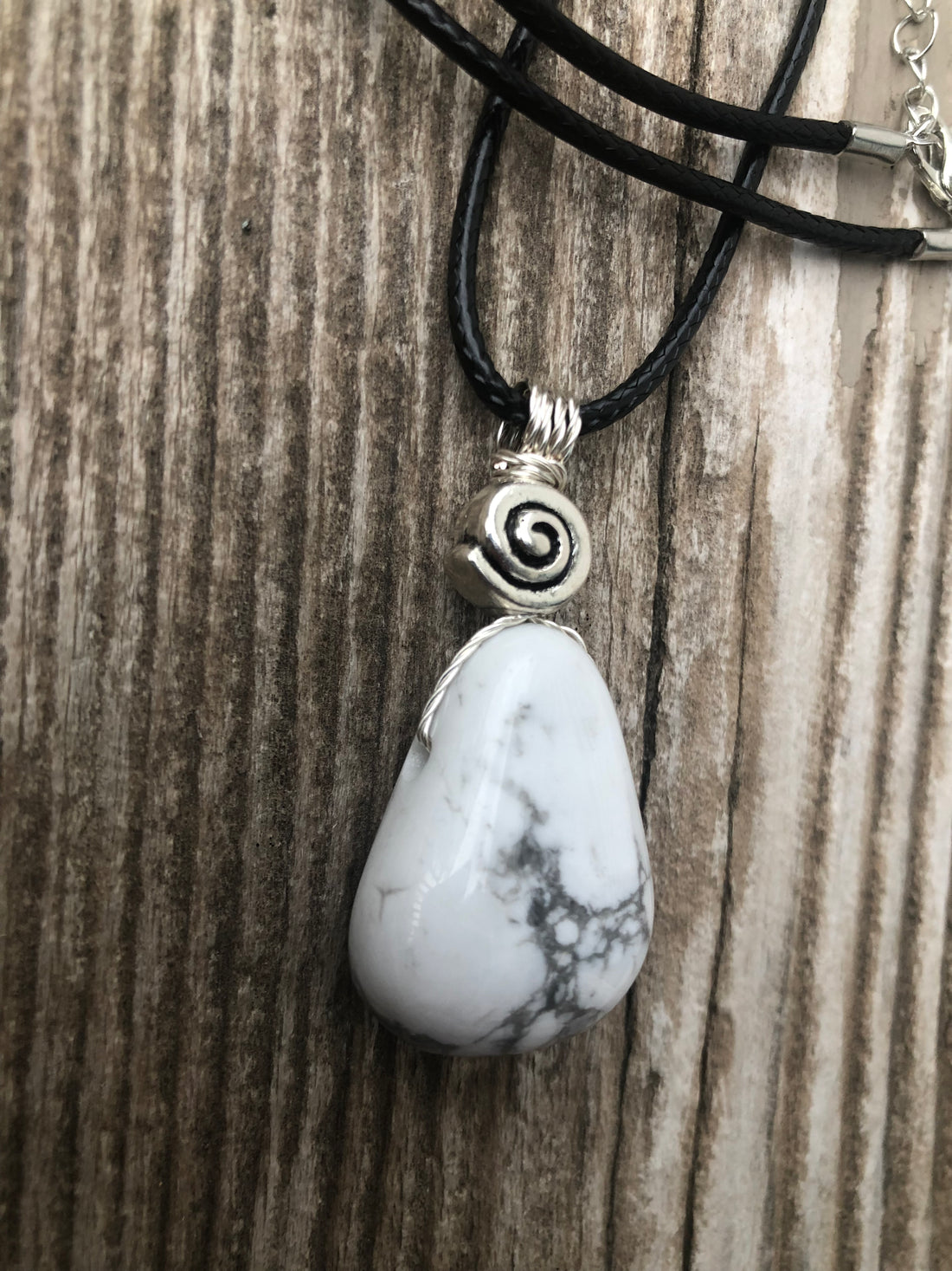 Howlite for Knowledge and Serenity.  Swirl Signifies Consciousness.