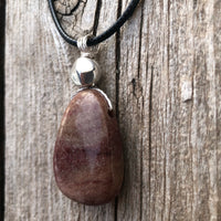 Piemontite Necklace for Joy and Spiritual Growth. Pewter Accent.