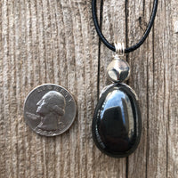 Hematite Necklace for Grounding and Willpower. Accent Piece is Pewter.