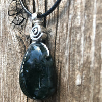 Moss Agate Pendant for Attracting Abundance and Bringing Appreciation. Swirl Signifies Consciousness