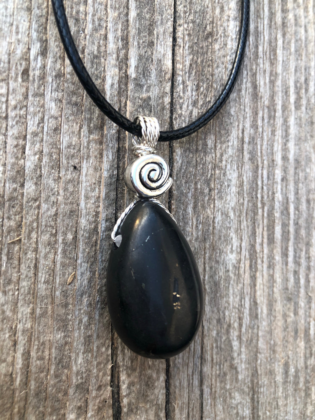 Shungite Necklace for Protection. Swirl Signifies Consciousness