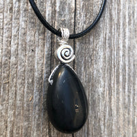 Shungite Necklace for Protection. Swirl Signifies Consciousness