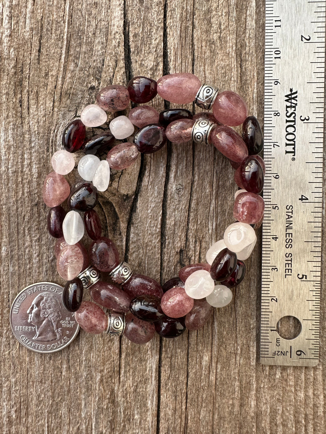 Strawberry Quartz with Garnet and Rose Quartz for Divine Love, Opening the Heart Chakra, and Forgiveness.