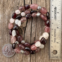 Strawberry Quartz with Garnet and Rose Quartz for Divine Love, Opening the Heart Chakra, and Forgiveness.
