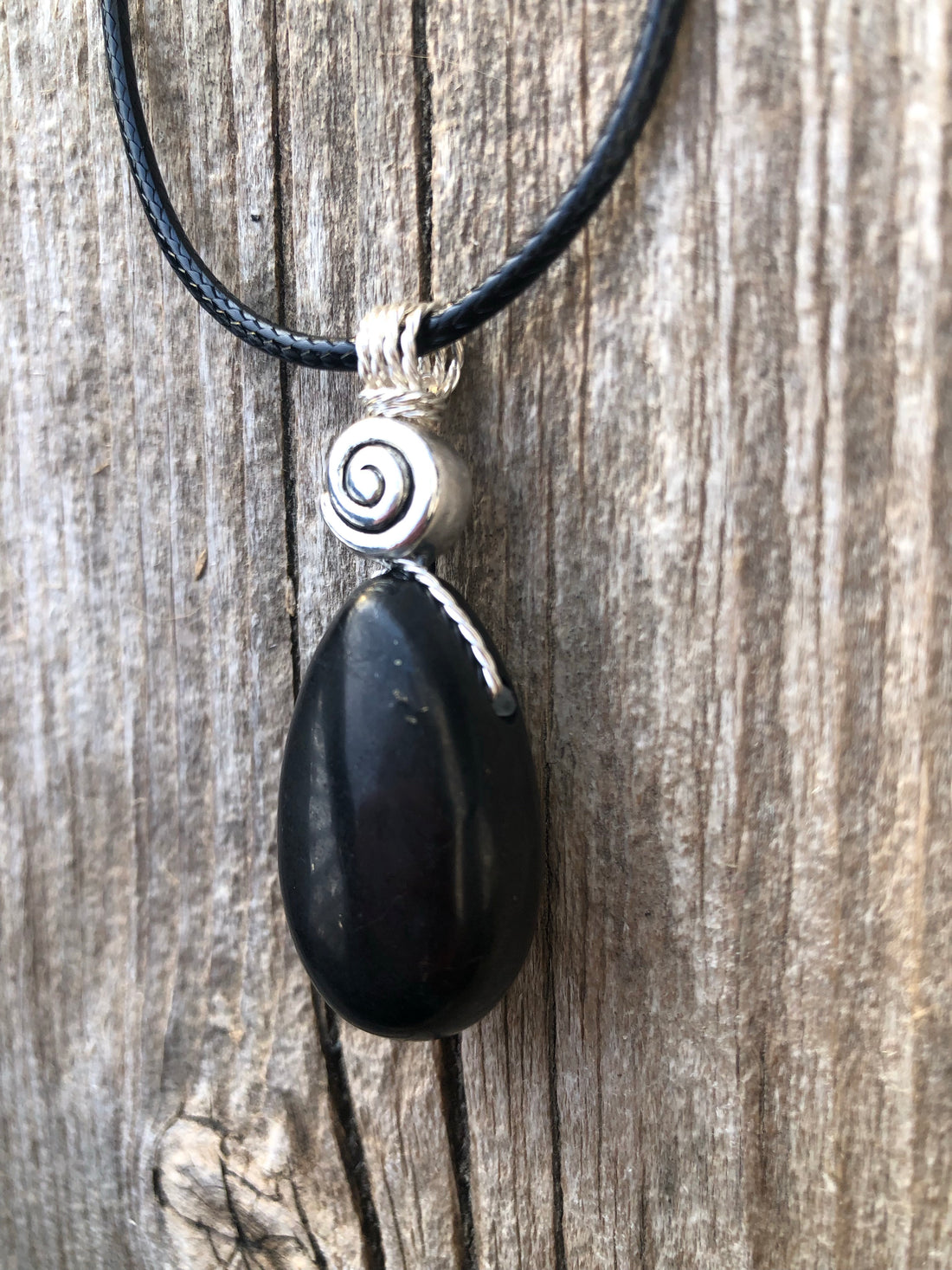 Shungite Necklace for Protection. Swirl Signifies Consciousness