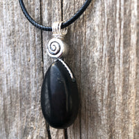 Shungite Necklace for Protection. Swirl Signifies Consciousness