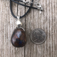 Zaranite for Awakening, Protection and Inner Peace. Pewter Accent. 18 inch Cable Included.