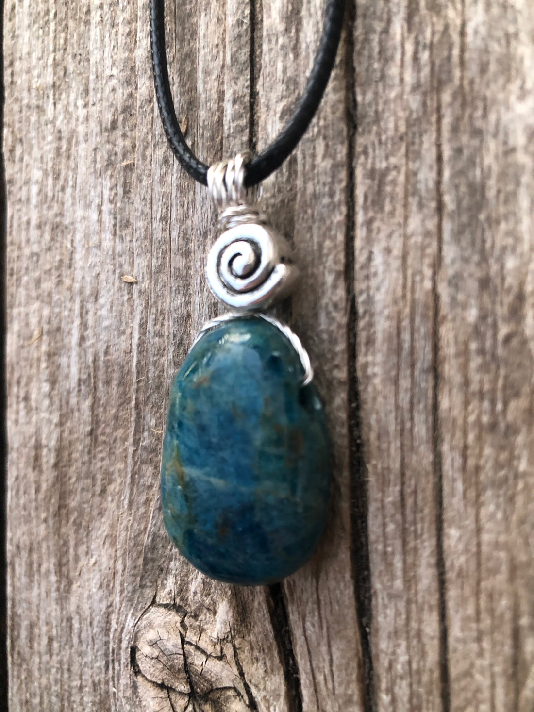 Apatite Necklace for Stability and Manifestation. Swirl to Signify Consciousness.