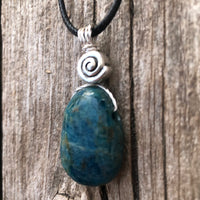 Apatite Necklace for Stability and Manifestation. Swirl to Signify Consciousness.